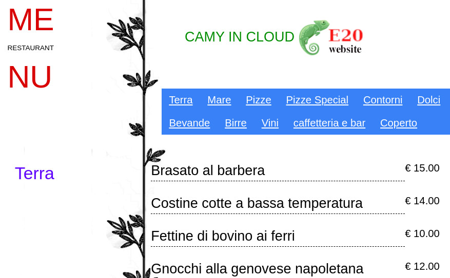 menu personalizzato